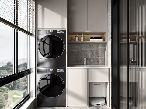  生活阳台 洗衣房3d模型 