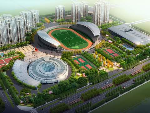  现代体育馆鸟瞰psd 