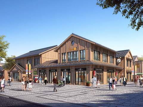  现代商业街外观景观psd 