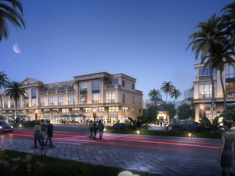  现代商业楼建筑外观psd 