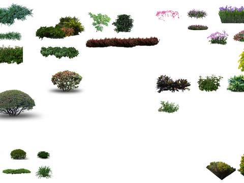  现代景观树灌木丛植物堆psd 