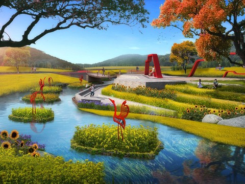  油菜花美丽乡村psd 