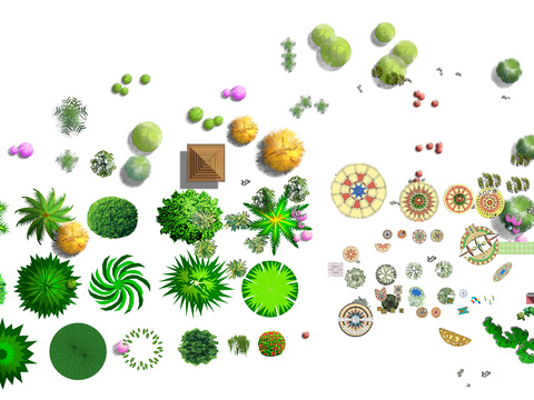  现代平面植物景观psd 