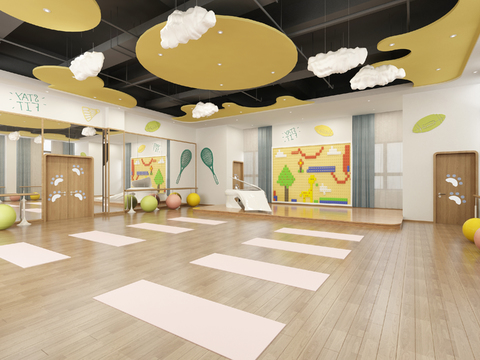  现代幼儿园音体室3d模型 