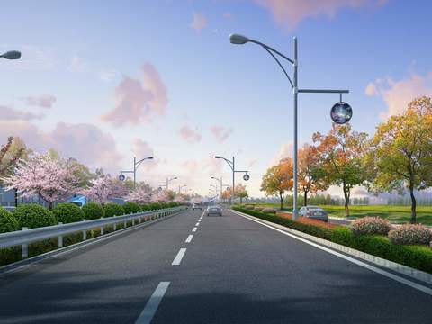  城市道路 绿化带psd 