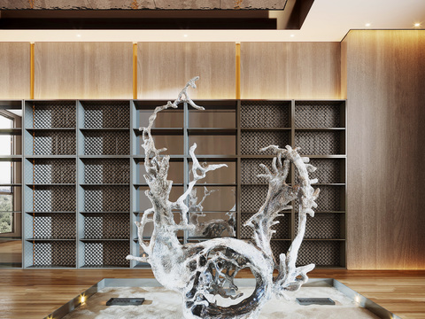  新中式抽象雕塑3d模型 