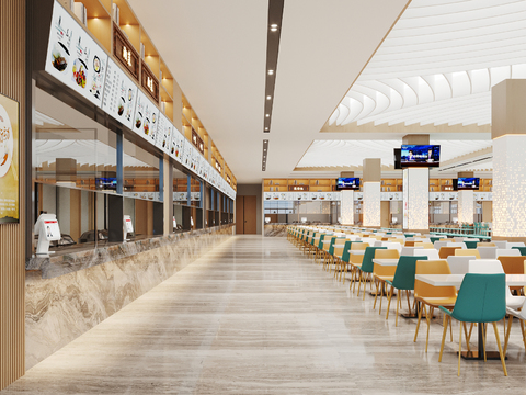  职工食堂 员工餐厅3d模型 