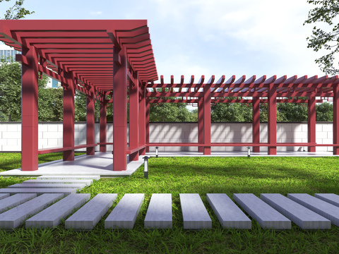  景观廊架 户外廊架 文化长廊3d模型 