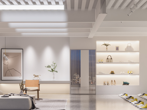  现代鞋店鞋帽专卖店3d模型 