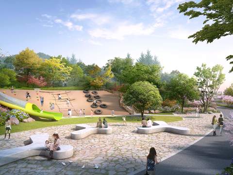  现代户外儿童攀岩公园psd 