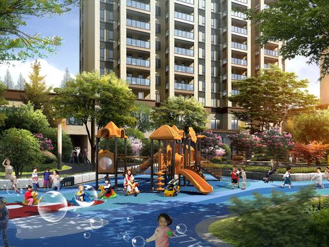  现代亲子公园滑滑梯psd 