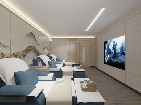  新中式足疗沐足水会3d模型 