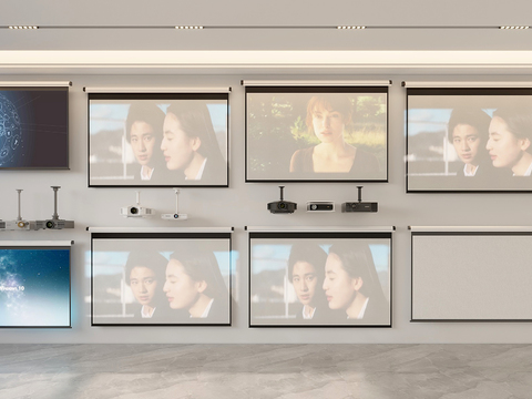  投影仪 投影布3d模型 