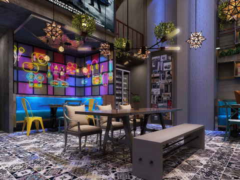  工业风音乐清吧3d模型 