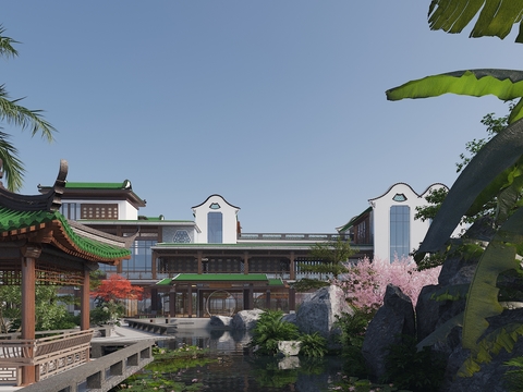  中式庭院 园林景观3d模型 