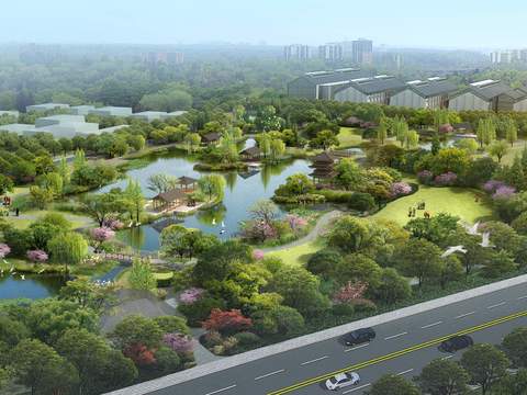  现代湿地公园景观PSD 