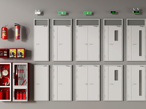  消防门 防火门 安全门 消防栓3d模型 