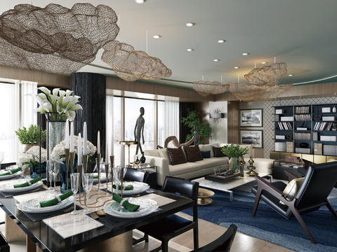  葛亚曦后现代客厅3d模型 