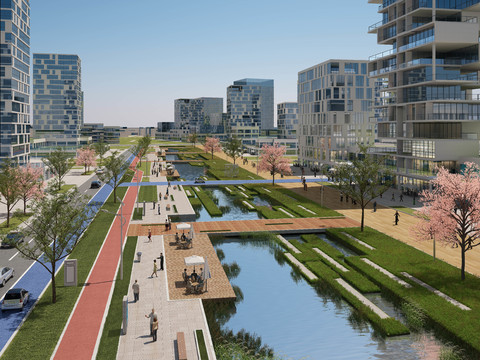  现代办公园区园林景观3d模型 