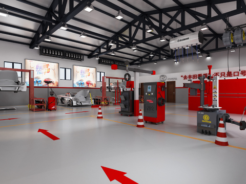  现代汽车维修店3d模型 