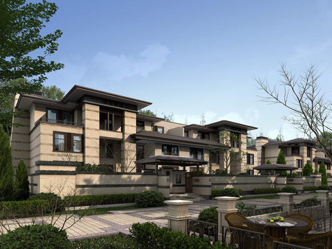  现代住宅楼建筑外观psd 