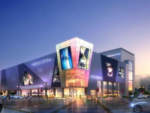  现代商业楼建筑外观psd 