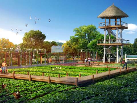  现代菜地园林景观psd 