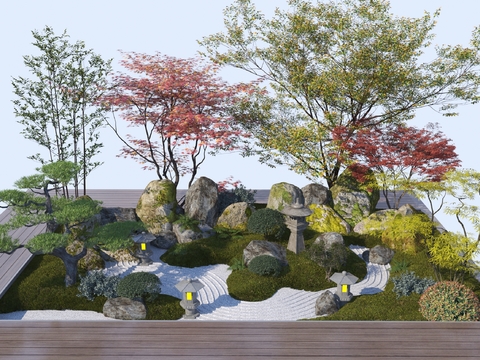 景观小品 绿植造景 景观石3d模型 