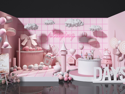  现代婚庆婚礼橱窗合影区3d模型 