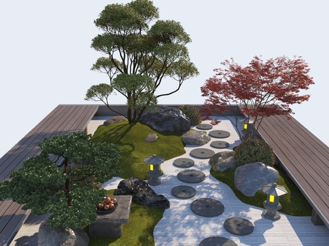  新中式景观小品 枯山水3d模型 