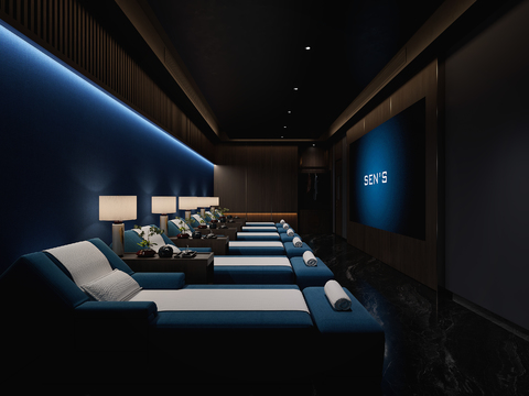  新中式足浴  沐足阁 足疗会所3d模型 