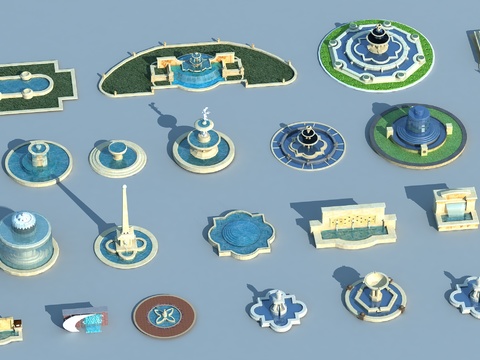  喷泉景观 喷泉水景3d模型 