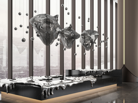  现代艺术雕塑装置3d模型 