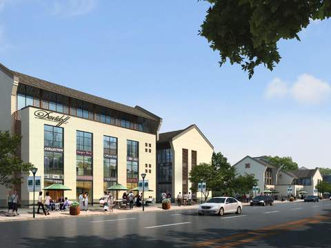  新中式商业街步行街景观psd 