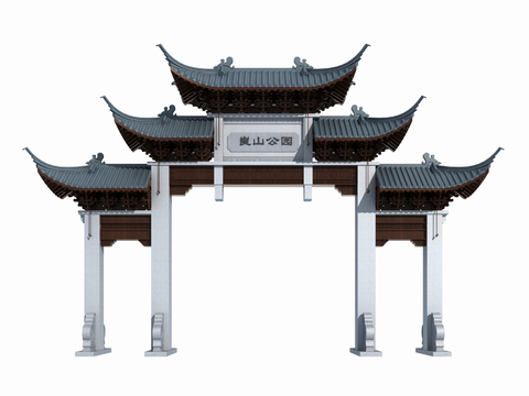  中式古建牌坊3d模型 