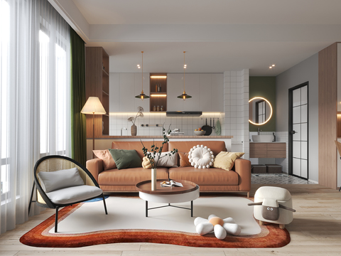  北欧公寓客餐厅3d模型 