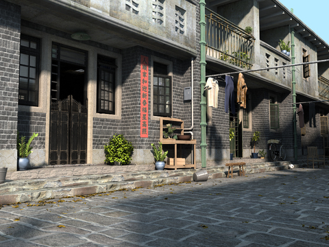  中式复古民居3d模型 