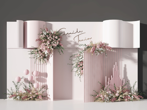  现代婚礼玫瑰美陈3d模型 