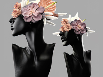 现代黑女人物头像雕塑3d模型