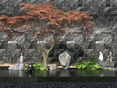  假石庭院小品造景景观3d模型 