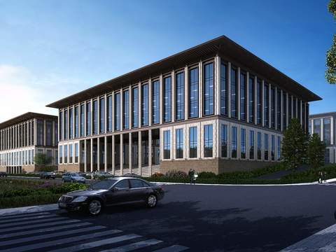  现代办公楼建筑外观psd 