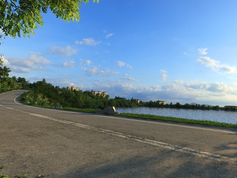  现代湖边风景自然景观3d模型 