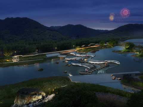  河滨公园夜景psd 