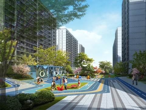  现代亲子公园游玩区psd 