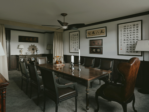  民国风剧本杀包房3d模型 