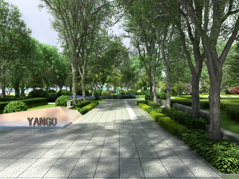  景观林荫小路3d模型 