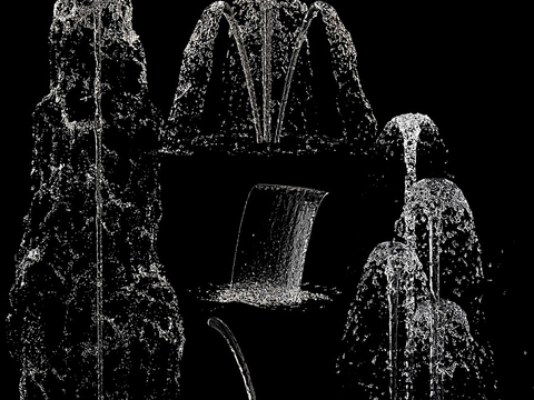  现代喷泉流水小品3d模型 