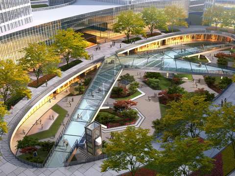  现代商场 超市 商城鸟瞰psd 