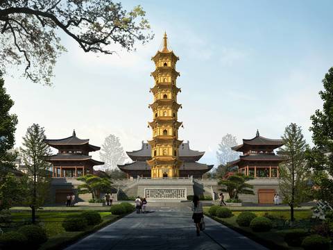  中式古建寺庙PSD 