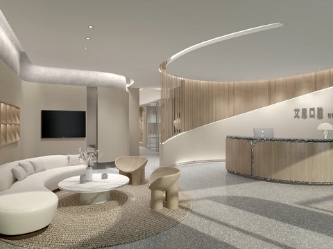  现代口腔门诊3d模型 